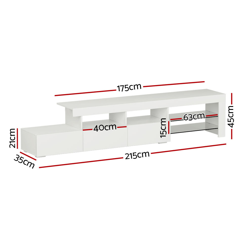 Artiss Entertainment Unit TV Cabinet LED 215cm White Caya