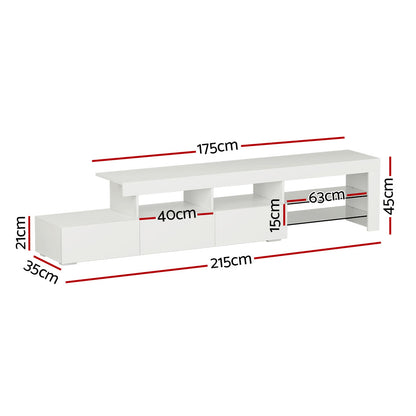 Artiss Entertainment Unit TV Cabinet LED 215cm White Caya