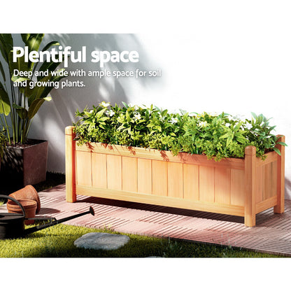 2x Green Fingers Raised Garden Bed 90x30x33cm Wooden Planter Box Raised Container Growing