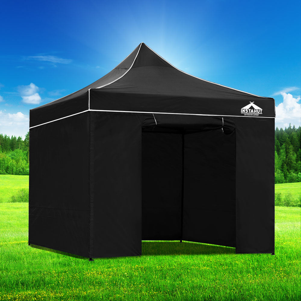 Instahut Gazebo Pop Up Marquee 3x3m Folding Tent Wedding Gazebos 500D Black