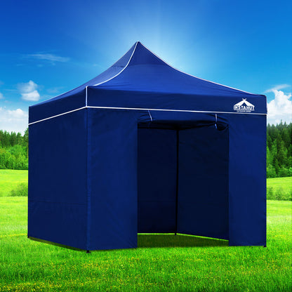 Instahut Gazebo Pop Up Marquee 3x3 Folding Tent Wedding Gazebos 500D Oxford Blue