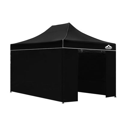 Instahut Gazebo Pop Up Marquee 3x4.5 Folding Tent Wedding Gazebos 500D Black