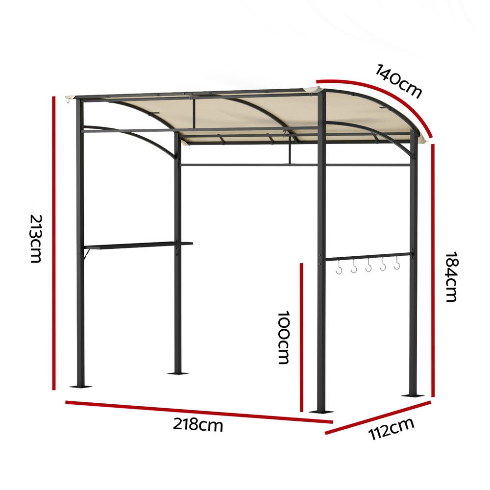 Instahut Gazebo Outdoor BBQ Grill Patio Garden Marquee Shade Shelter Shelf Hooks Beige