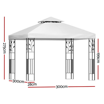 Instahut Gazebo 3x3m Marquee Outdoor Wedding Party Event Tent Home Iron Art Shade White