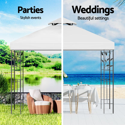 Instahut Gazebo 3x3m Marquee Outdoor Wedding Party Event Tent Home Iron Art Shade White