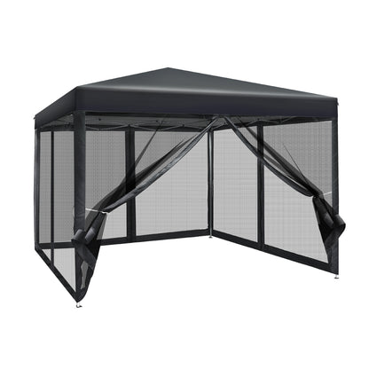 Instahut Gazebo Pop Up Marquee 3x3m Wedding Party Outdoor Camping Tent Canopy Shade Mesh Wall Black