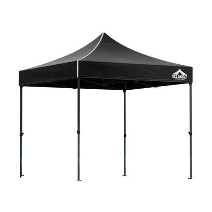 Instahut Gazebo Pop Up Marquee 3x3 Folding 500D Wedding Tent Base Pod Black