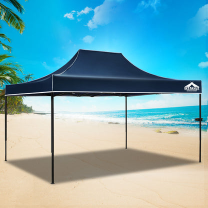 Instahut Gazebo Pop Up Marquee 3x4.5m Folding Tent Camping 500D Oxford Navy