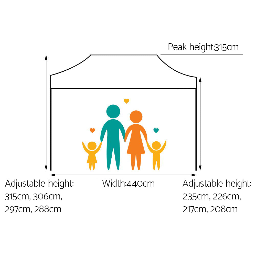 Instahut Gazebo Pop Up Marquee 3x4.5 Folding Tent 500D Oxford Fabric White