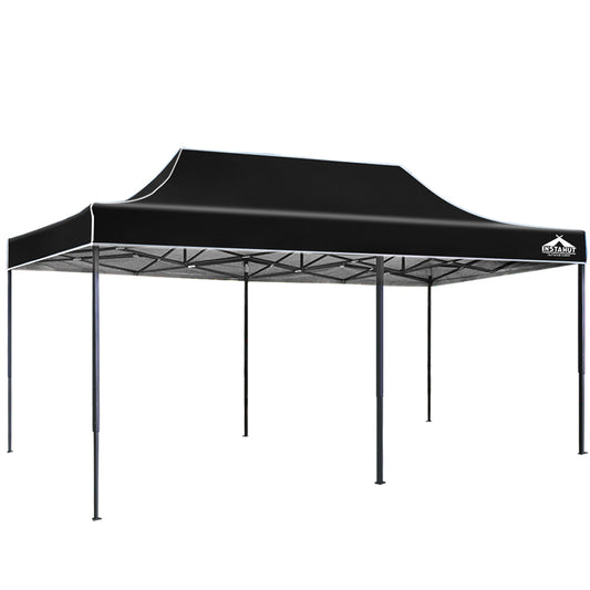 Instahut Gazebo Pop Up Marquee 3x6 Folding Outdoor 500D Tent Base Pod Black