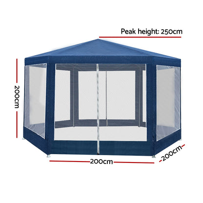 Instahut Gazebo?2x2m Marquee Wedding Party Tent Outdoor Camping Mesh Wall Canopy Shade Gazebos Navy