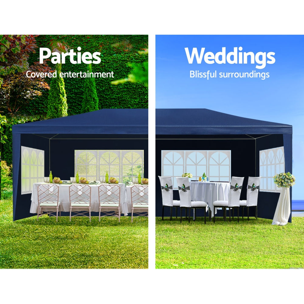 Instahut Gazebo 3x6m Marquee Wedding Party Tent Outdoor Camping Side Wall Canopy 6 Panel Blue