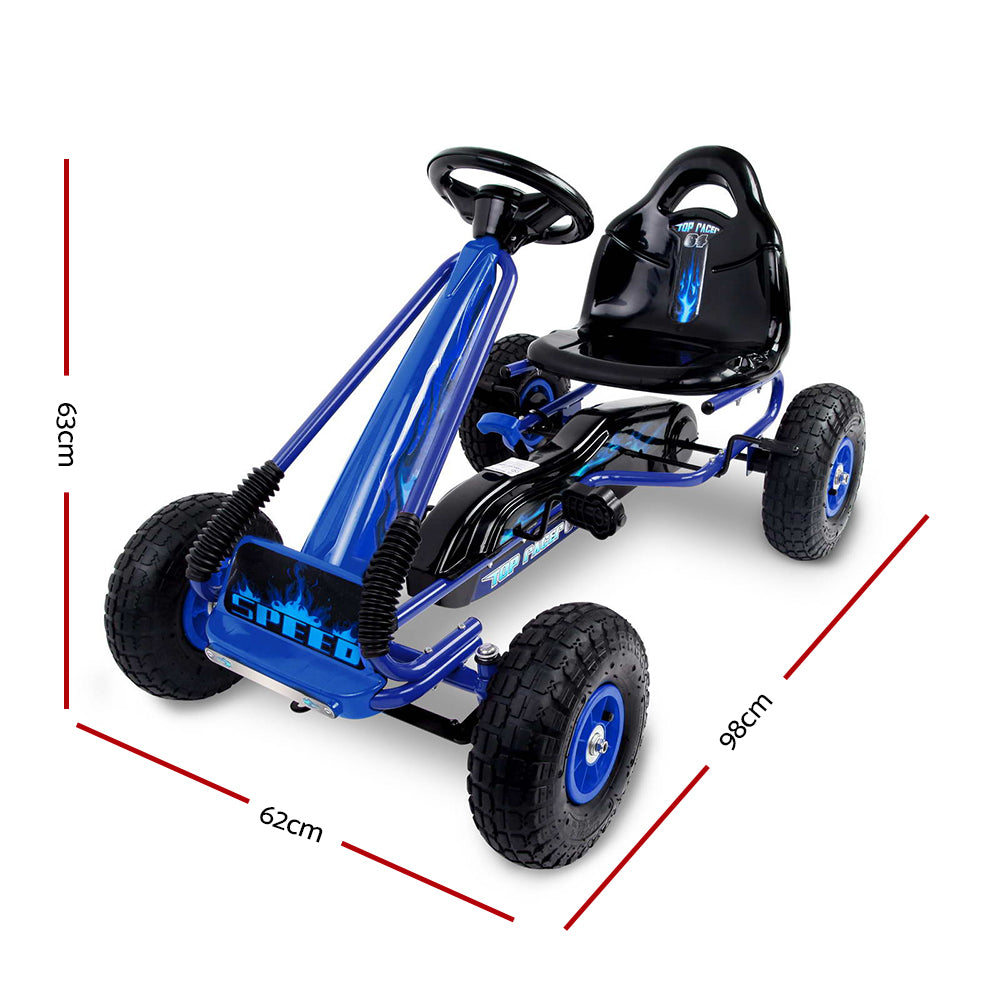 Rigo Kids Pedal Go Kart Ride On Toys Racing Car Rubber Tyre Blue