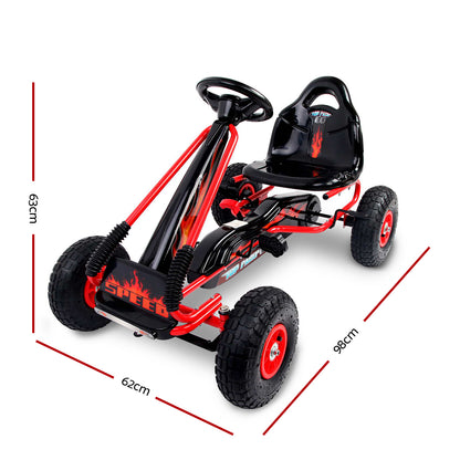 Rigo Kids Pedal Go Kart Ride On Toys Racing Car Rubber Tyre Red