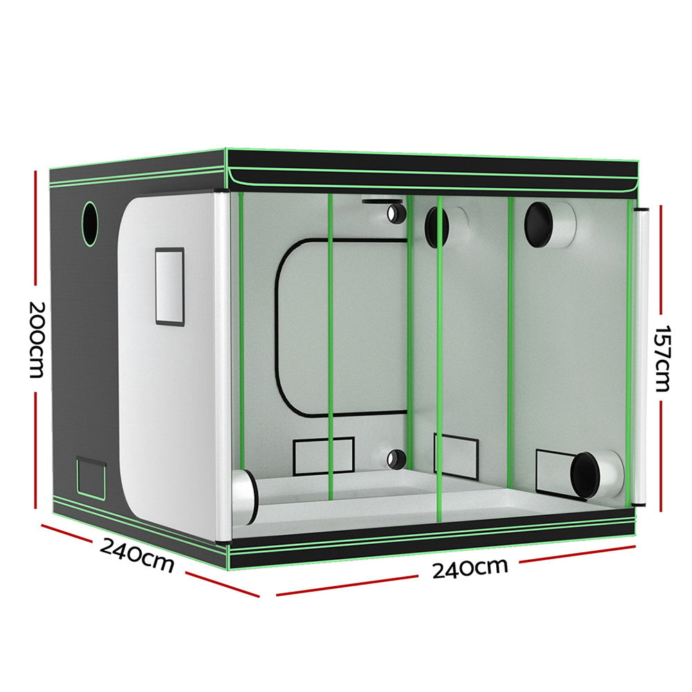 Greenfingers Grow Tent Kits 240x240x200cm Hydroponics Indoor Grow System Black