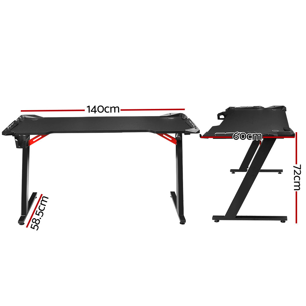 Artiss Gaming Desk Computer Desks LED Light 140CM