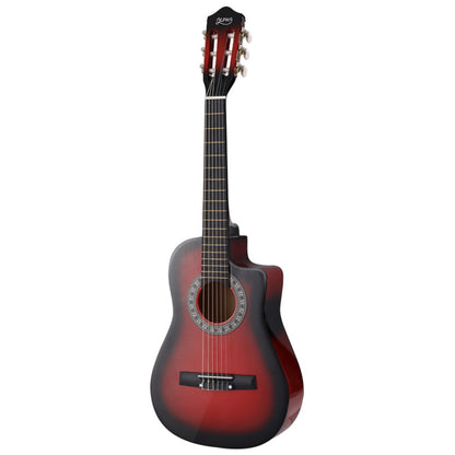 Alpha 34 Inch Classical Guitar Wooden Body Nylon String Beginner Kids Gift Red