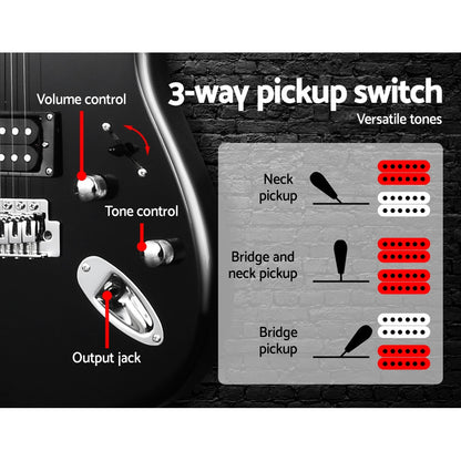 Alpha 41 Inch Electirc Guitar Humbucker Pickup Switch Full Size Black