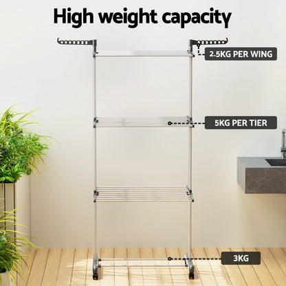 Artiss Clothes Airer Drying Rack 173cm Coat Hanger Foldable