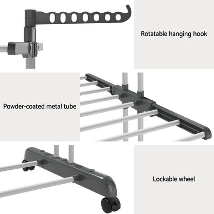 Artiss Clothes Airer Drying Rack 173cm Coat Hanger Foldable