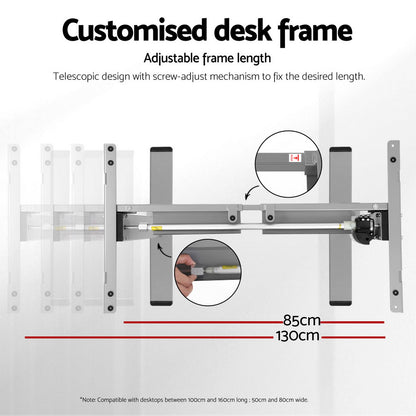 Artiss Electric Standing Desk Frame Only Height Adjustable 70KG Load Grey