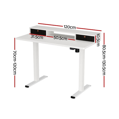 Artiss Electric Standing Desk with Storage Shelf Drawer Office Table 120CM