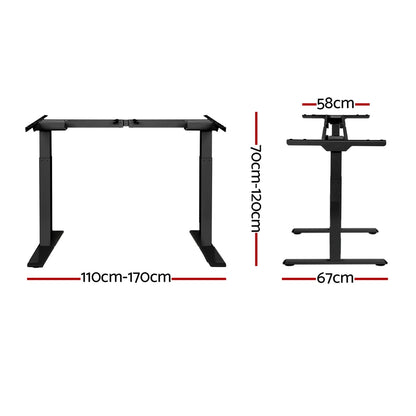 Artiss Standing Desk Frame Only Dual Motor Motorised Black