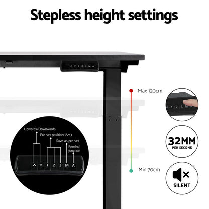 Artiss Standing Desk Motorised Dual Motor Black 140CM