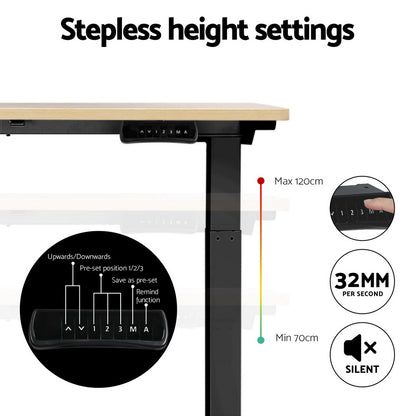 Artiss Standing Desk Motorised Dual Motor Oak 120CM