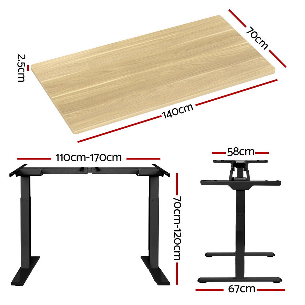 Artiss Standing Desk Motorised Dual Motor White Oak 140CM