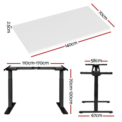 Artiss Standing Desk Motorised Dual Motor White 140CM