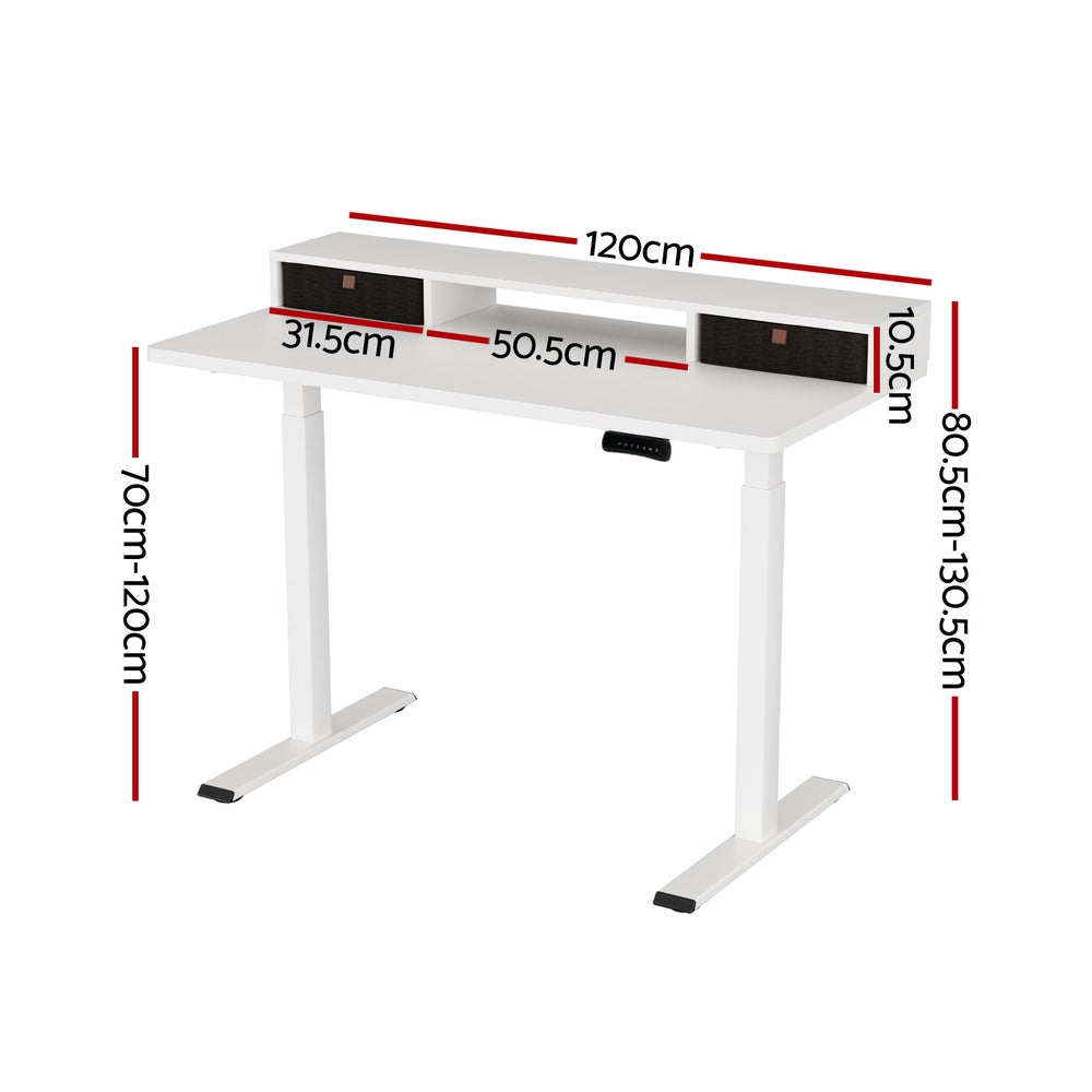 Artiss Electric Standing Desk Dual Motor Office Table With Shelf Drawer120CM