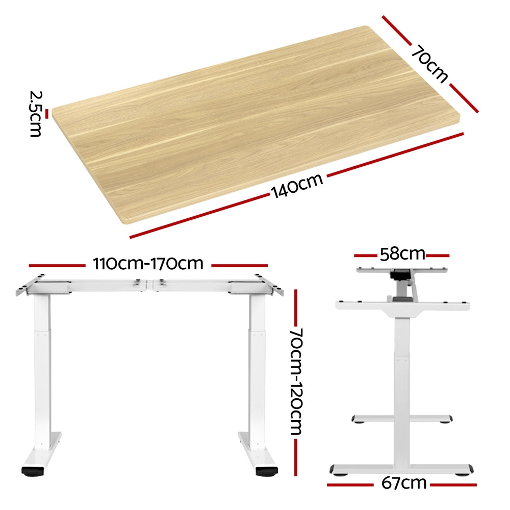 Artiss Standing Desk Motorised Dual Motor 140CM White Oak