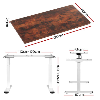 Artiss Standing Desk Motorised Dual Motor 120CM Rustic Brwon