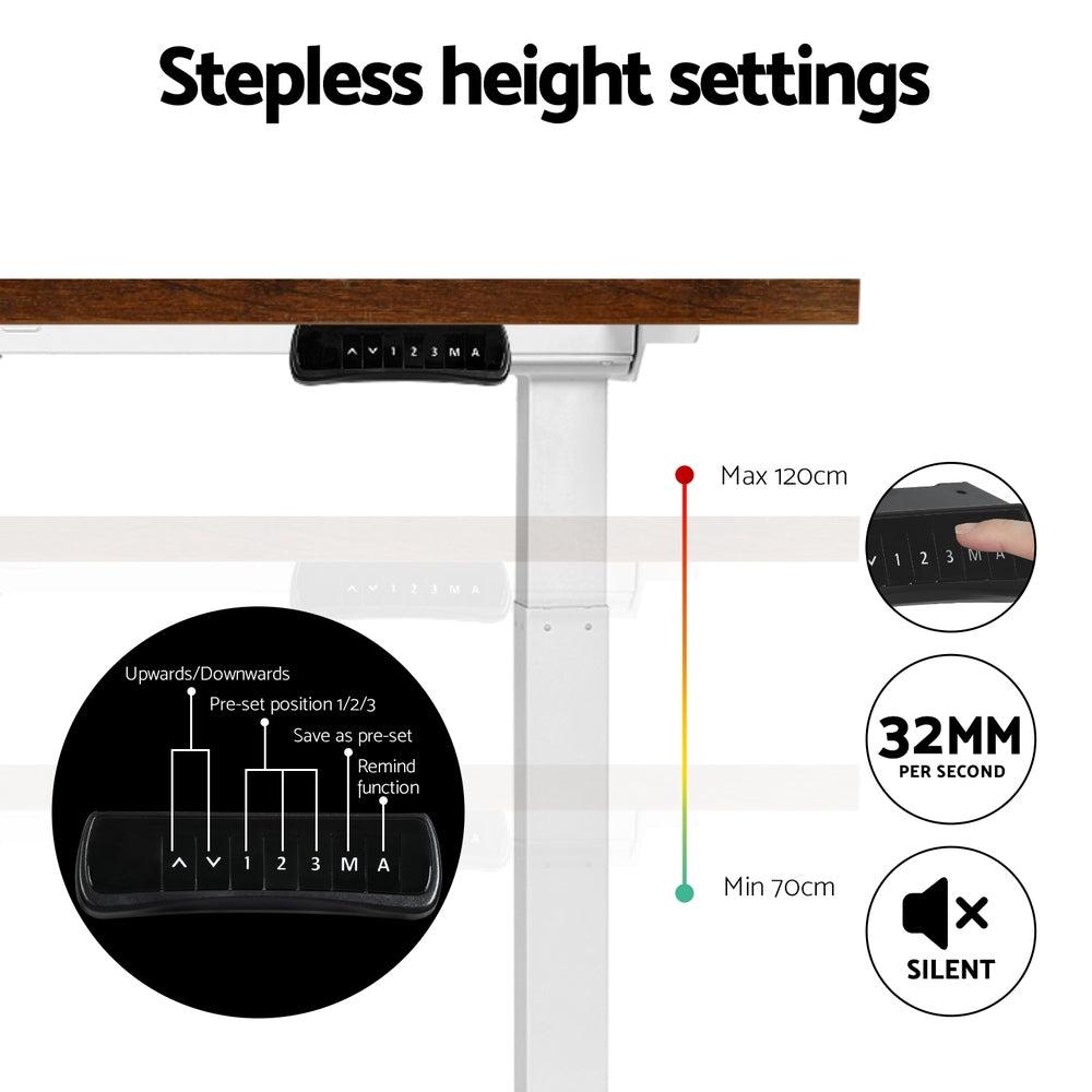 Artiss Standing Desk Motorised Dual Motor 120CM Rustic Brwon