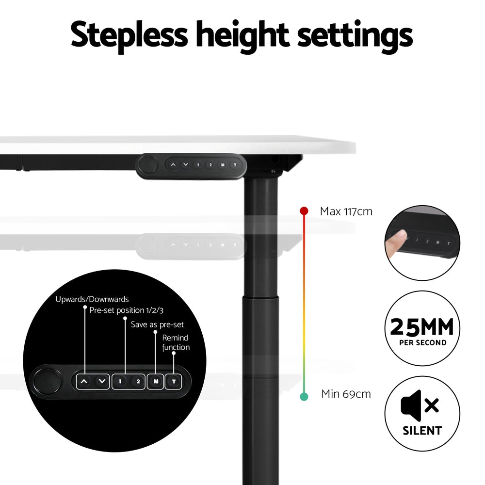 Artiss Standing Desk Motorised Electric Dual Motor White 140CM