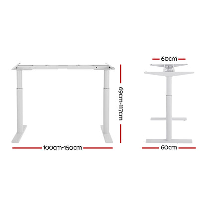 Artiss Standing Desk Frame Only Dual Motor Motorised Adjustable 125KG Load White