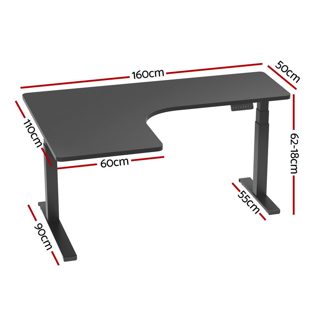 Artiss Standing Desks L-shape Motorised 160CM Black