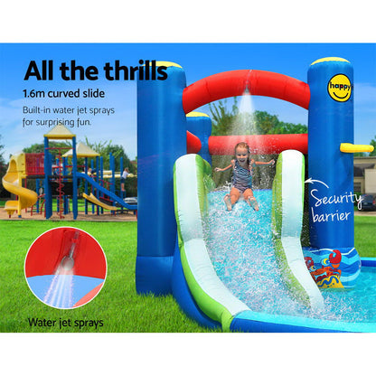 Happy Hop Inflatable Water Slide Jumping Trampoline Castle Bouncer Toy Splash