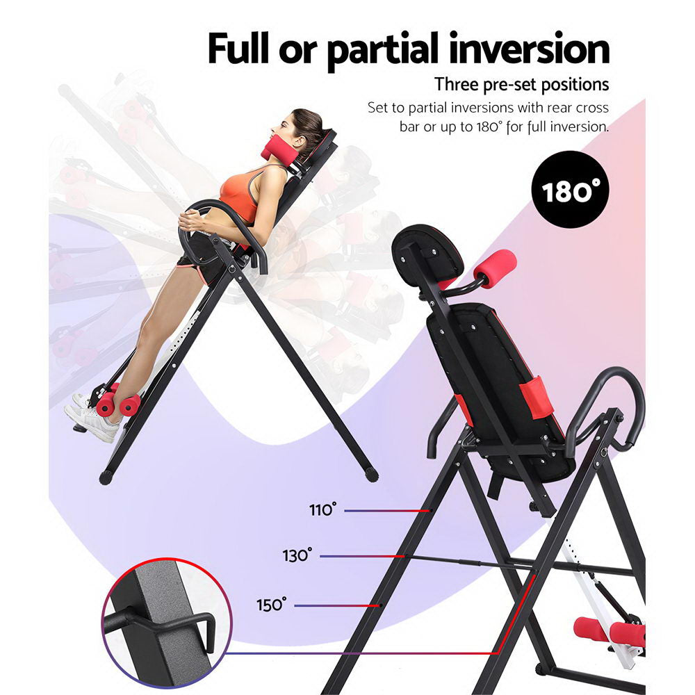 Everfit Inversion Table Gravity Exercise Inverter Back Stretcher Home Gym Black