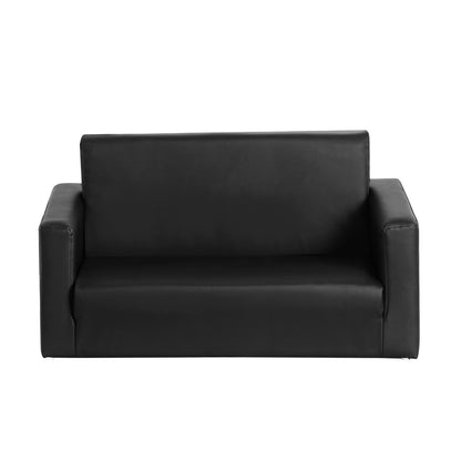 Keezi Kids Sofa 2 Seater Children Flip Open Couch PU Leather Armchair Black