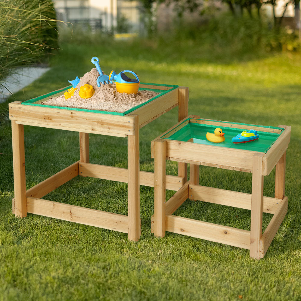 Keezi Kids Sandpit Wooden Sandbox Sand Pit Water Table Outdoor Toys 101cm