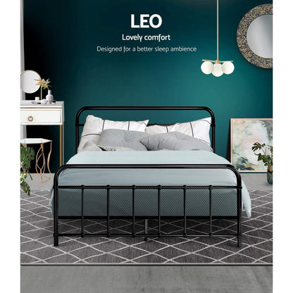 Artiss Bed Frame Metal Frames LEO - Double (Black)