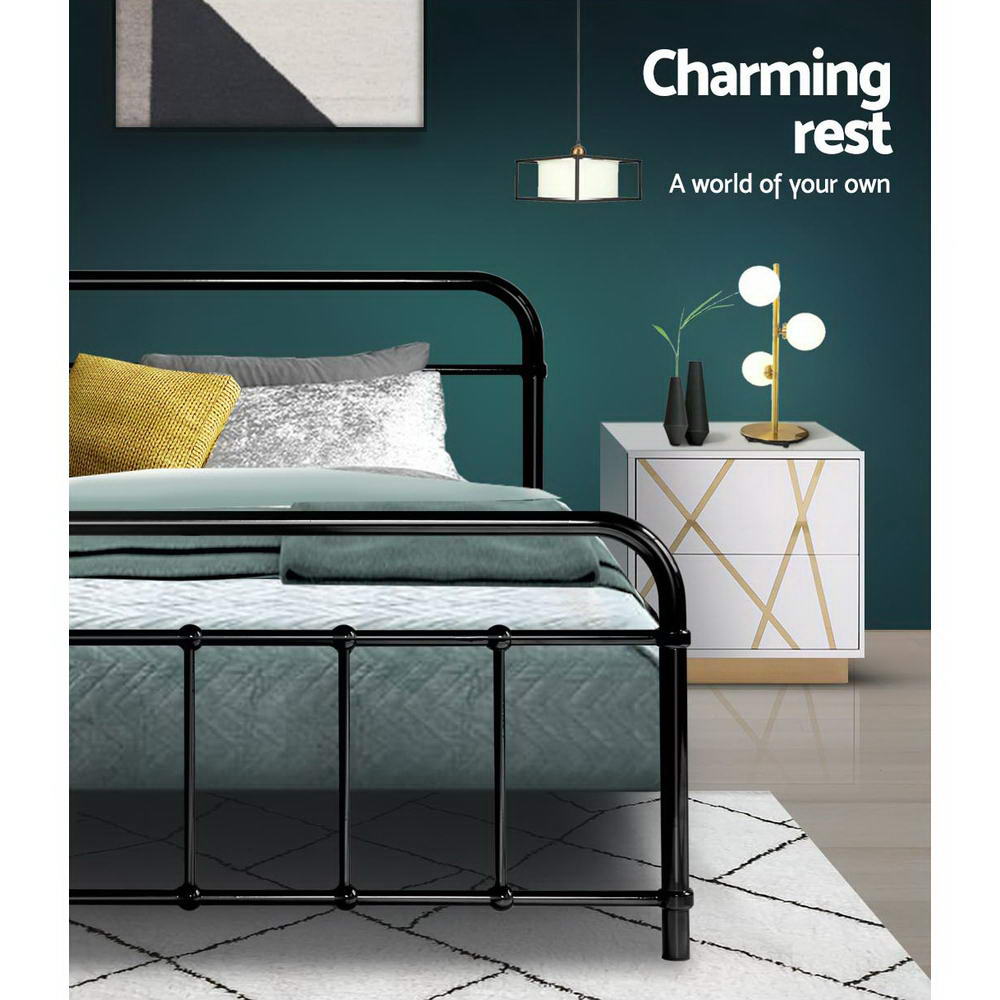 Artiss Bed Frame Metal Frames LEO - Queen (Black)