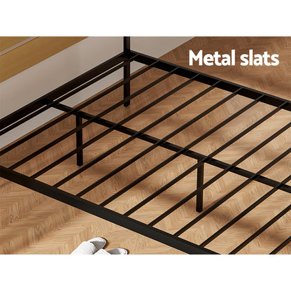 Artiss Bed Frame Double Size Metal Base Mattress Platform Foundation Black PAULA