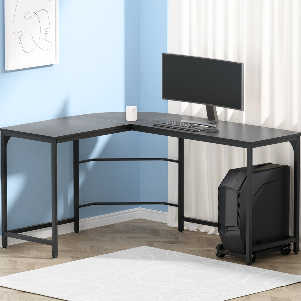 Artiss Computer Desk L-Shape CPU Stand Black 147CM