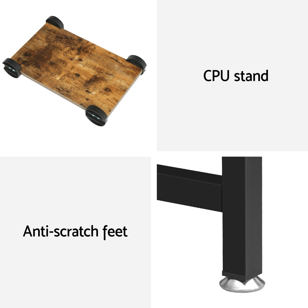 Artiss Computer Desk L-Shape CPU Stand Brown 147CM