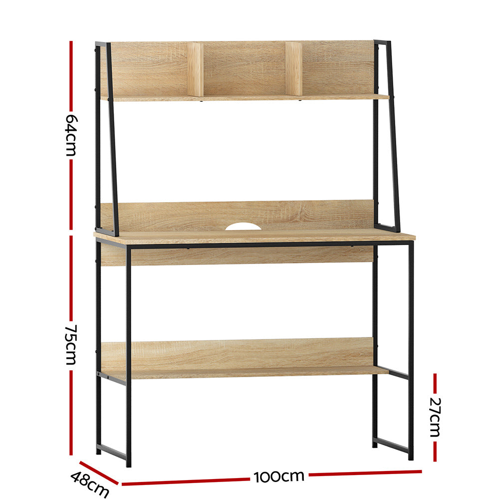 Artiss Computer Desk Bookshelf Storage 100CM Oak