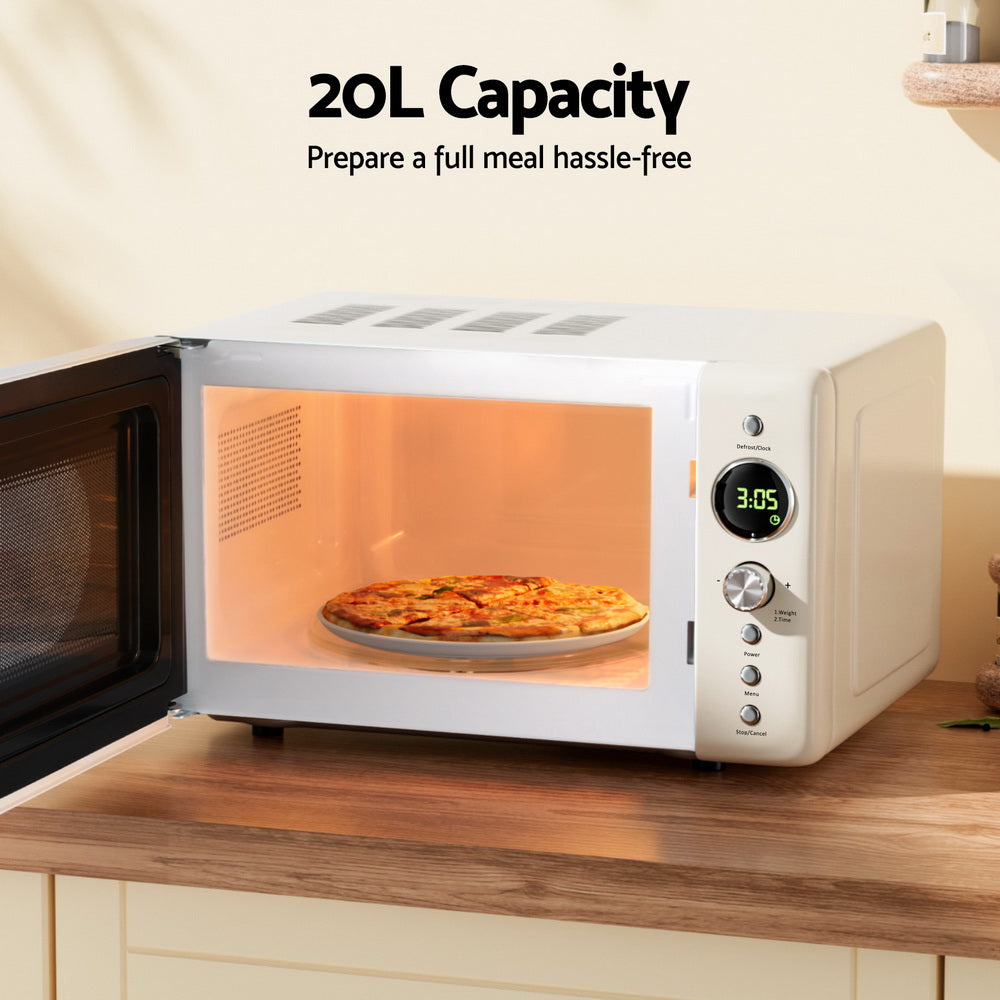 Devanti 20L Microwave Oven 700W Cream