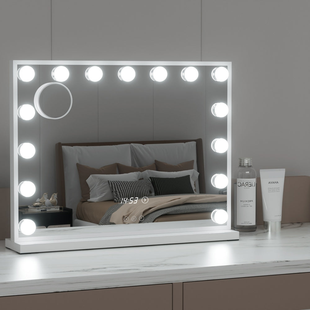 Embellir Makeup Mirror 58x45cm Hollywood Vanity with LED Light Tabletop White